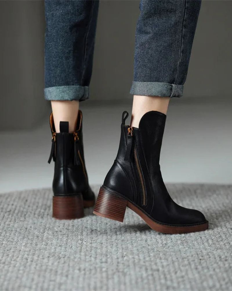 Pelagia | Eleganckie czarne skórzane buty