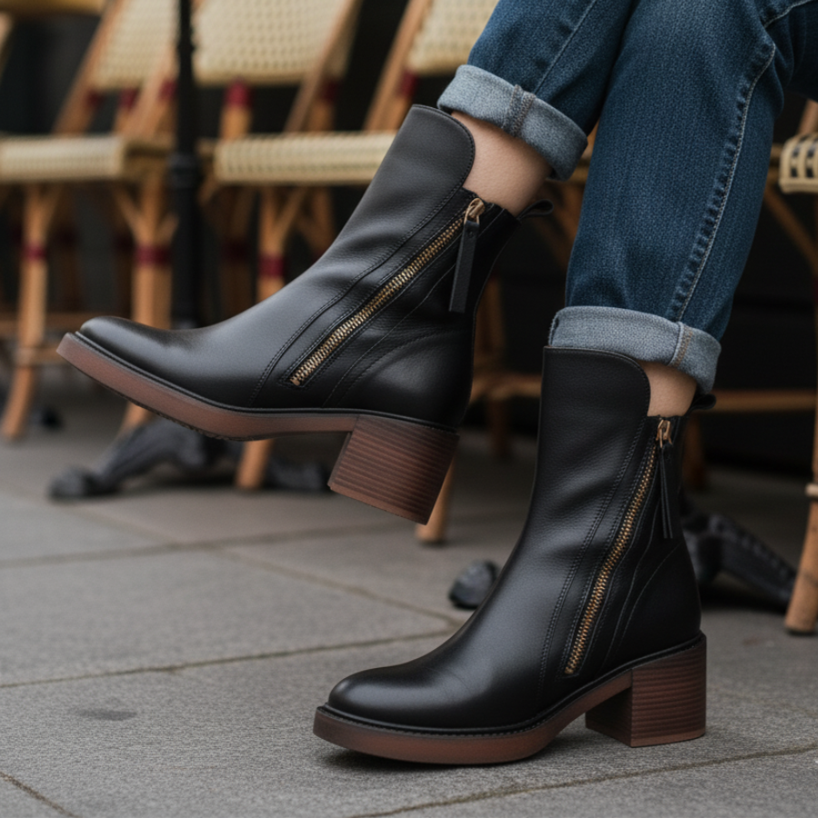 Pelagia | Eleganckie czarne skórzane buty