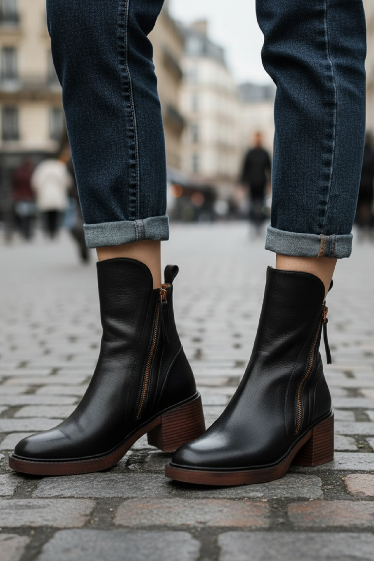 Pelagia | Eleganckie czarne skórzane buty