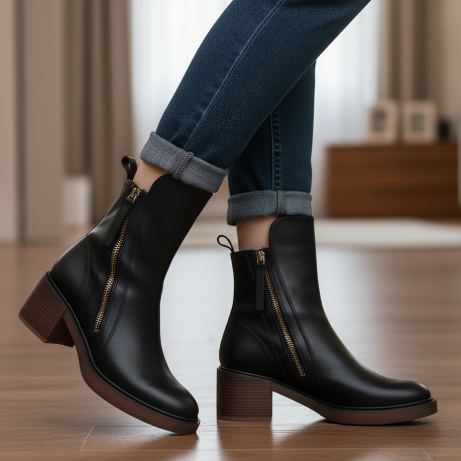 Pelagia | Eleganckie czarne skórzane buty