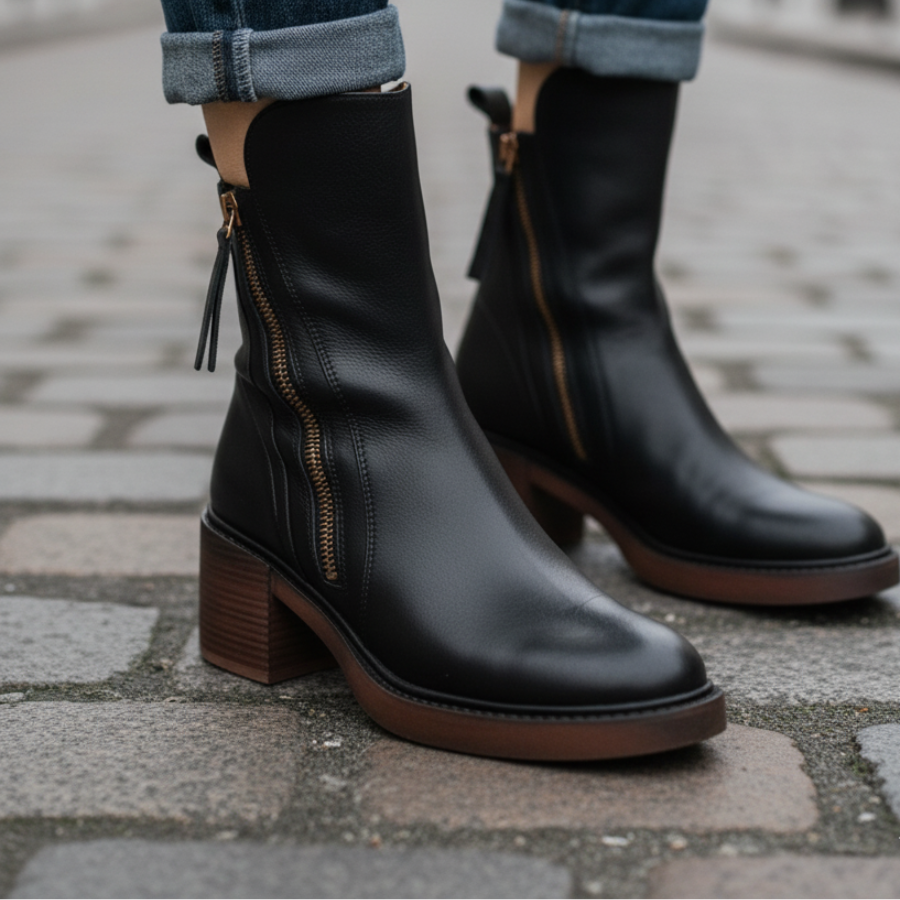 Pelagia | Eleganckie czarne skórzane buty