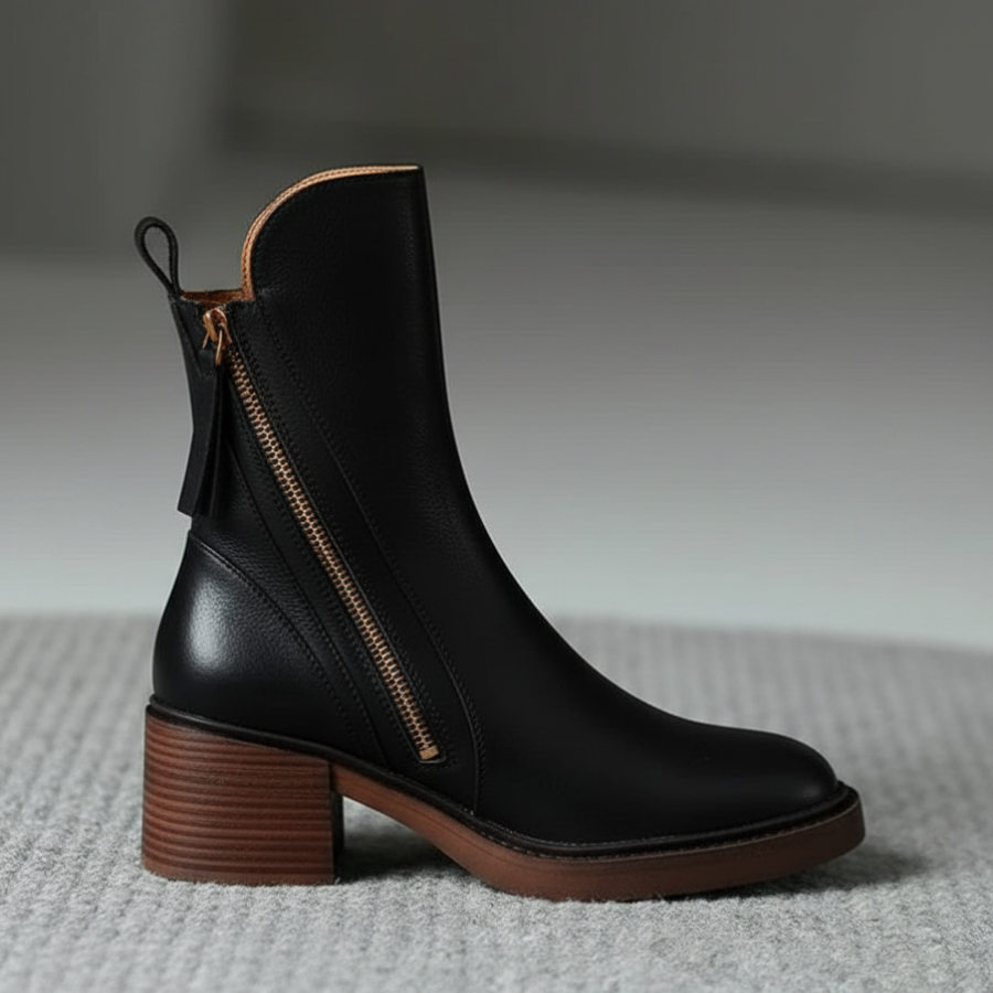 Pelagia | Eleganckie czarne skórzane buty