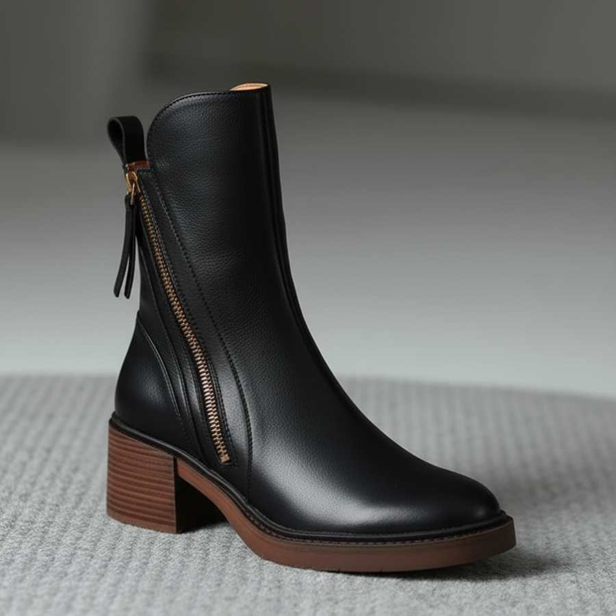 Pelagia | Eleganckie czarne skórzane buty
