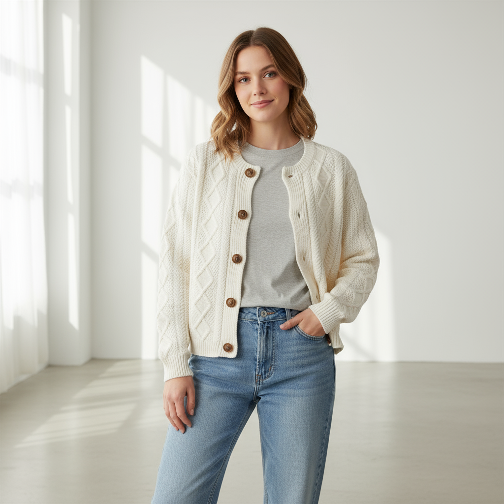 Anna | Sweter z dzianiny warkoczowej