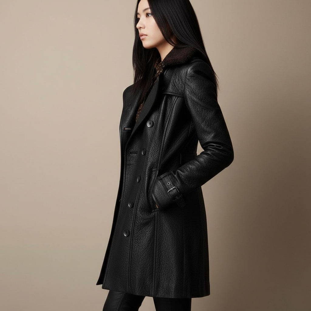 Nadzieja | Elegancki płaszcz ze sztucznej skóry