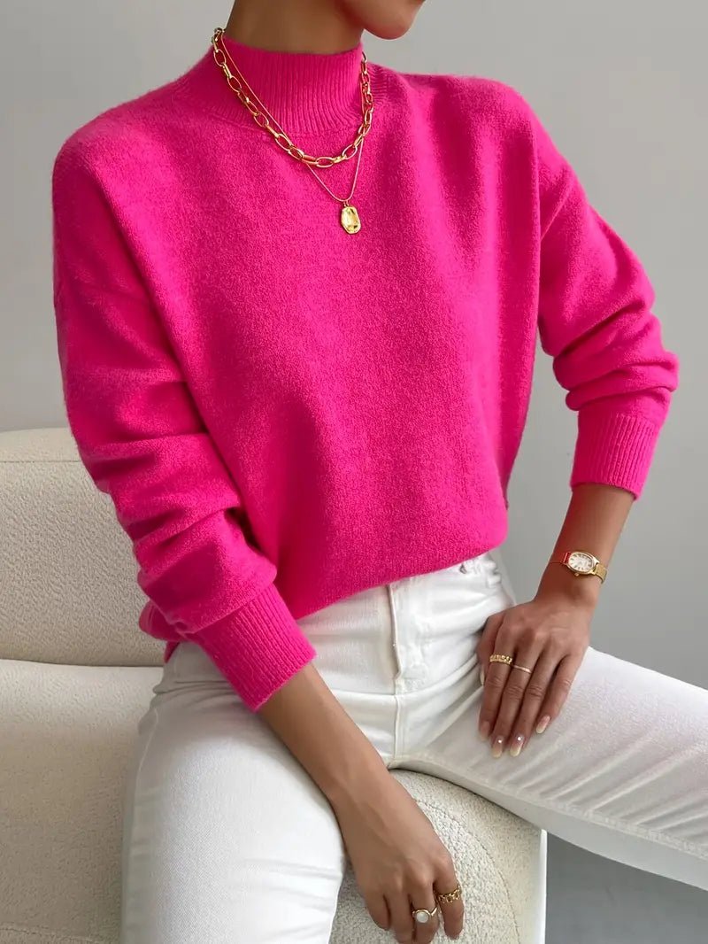 JEANINA | Wygodny Sweter z Wysokim Kołnierzem