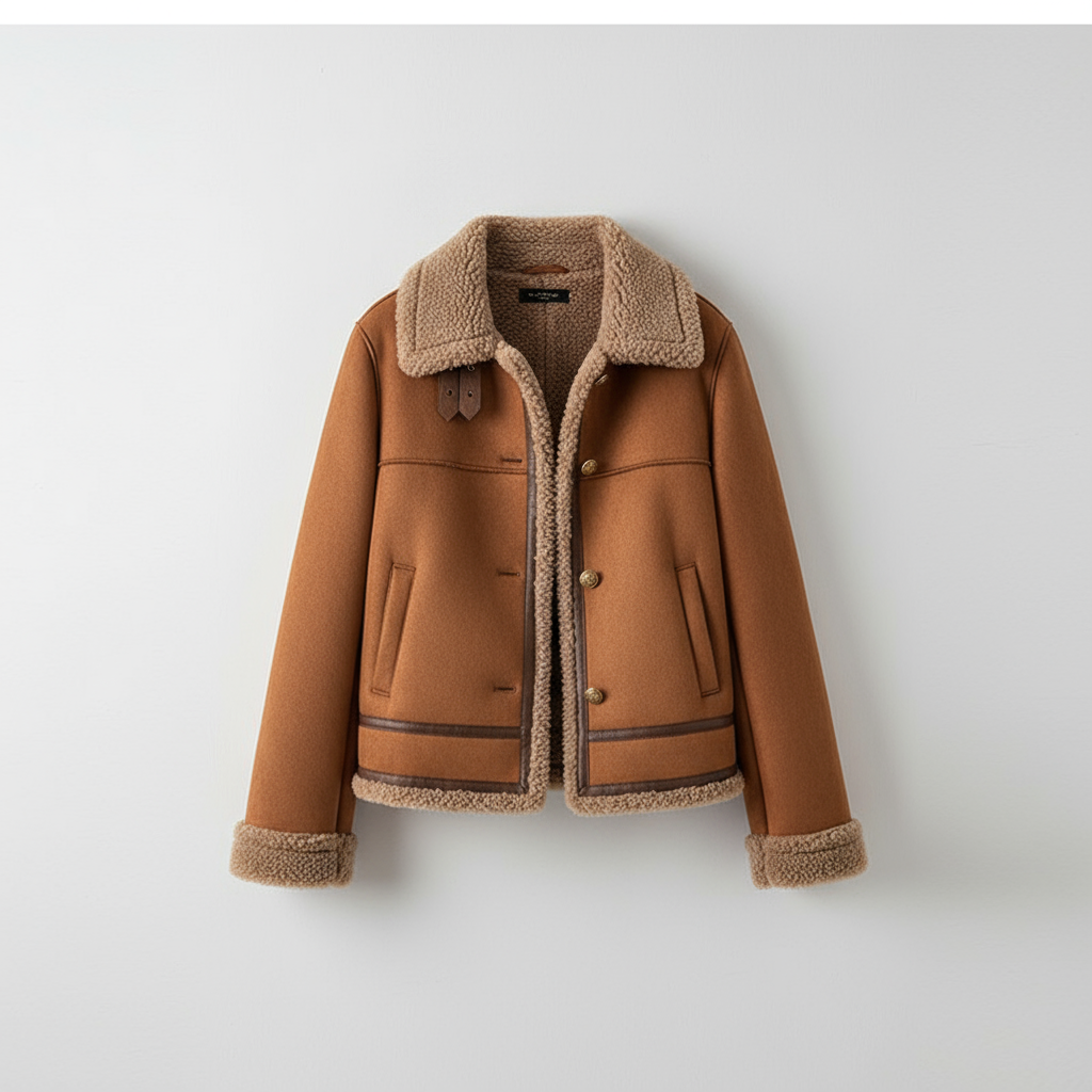 LAZA | Płaszcz z owczej skóry z guzikami