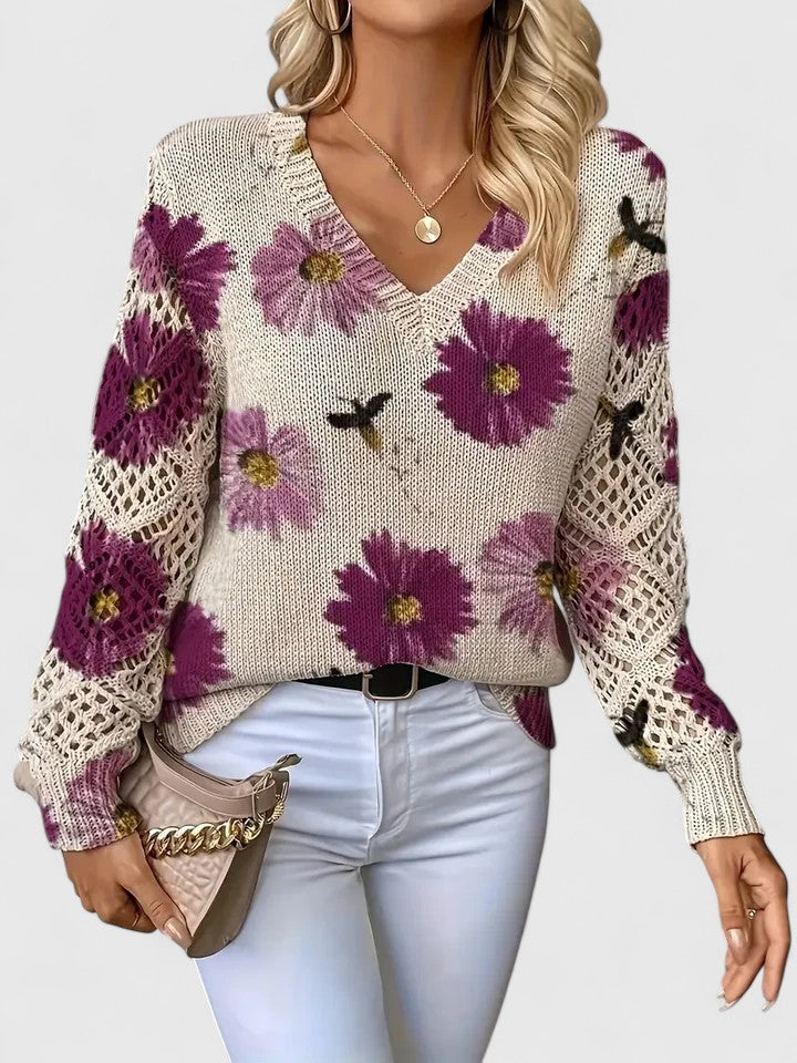 LIZA | duży sweter w kwiaty
