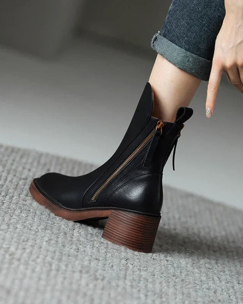 Pelagia | Eleganckie czarne skórzane buty