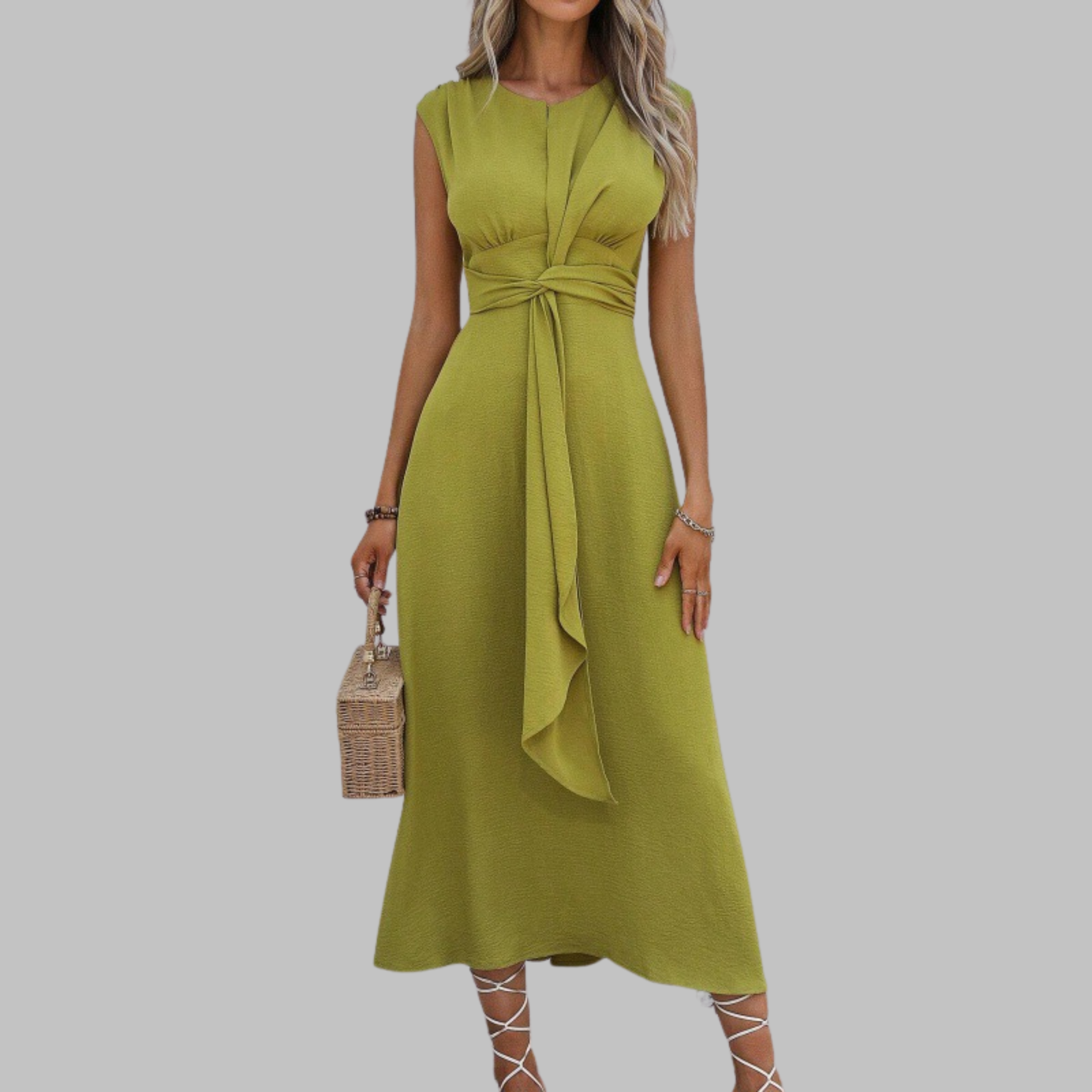 Izabela | Elegancka sukienka maxi bez rękawów z okrągłym dekoltem
