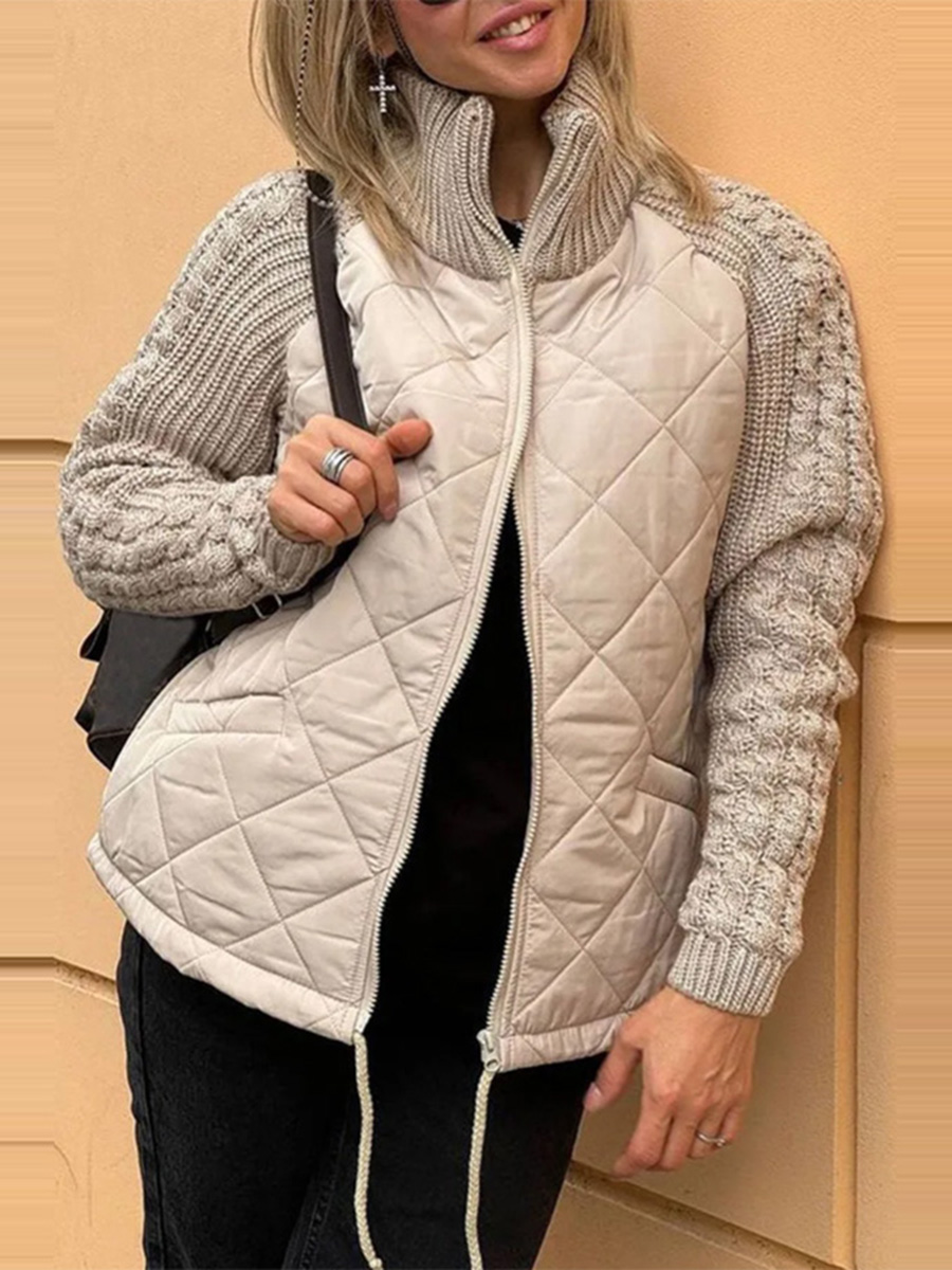 BELINA | Casualowa kurtka patchworkowa na zamek 