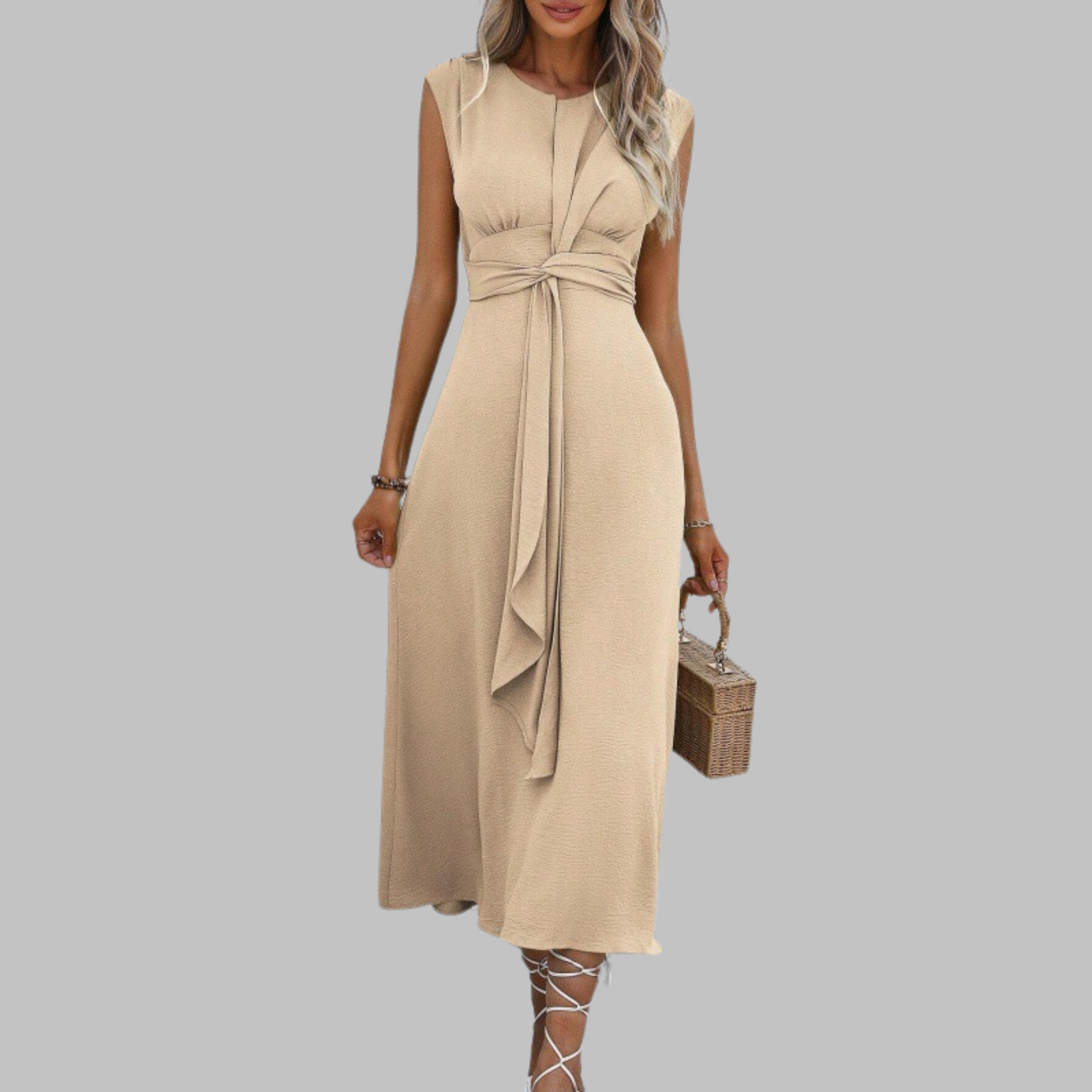 Izabela | Elegant Sleeveless Round Neck Maxi Dress