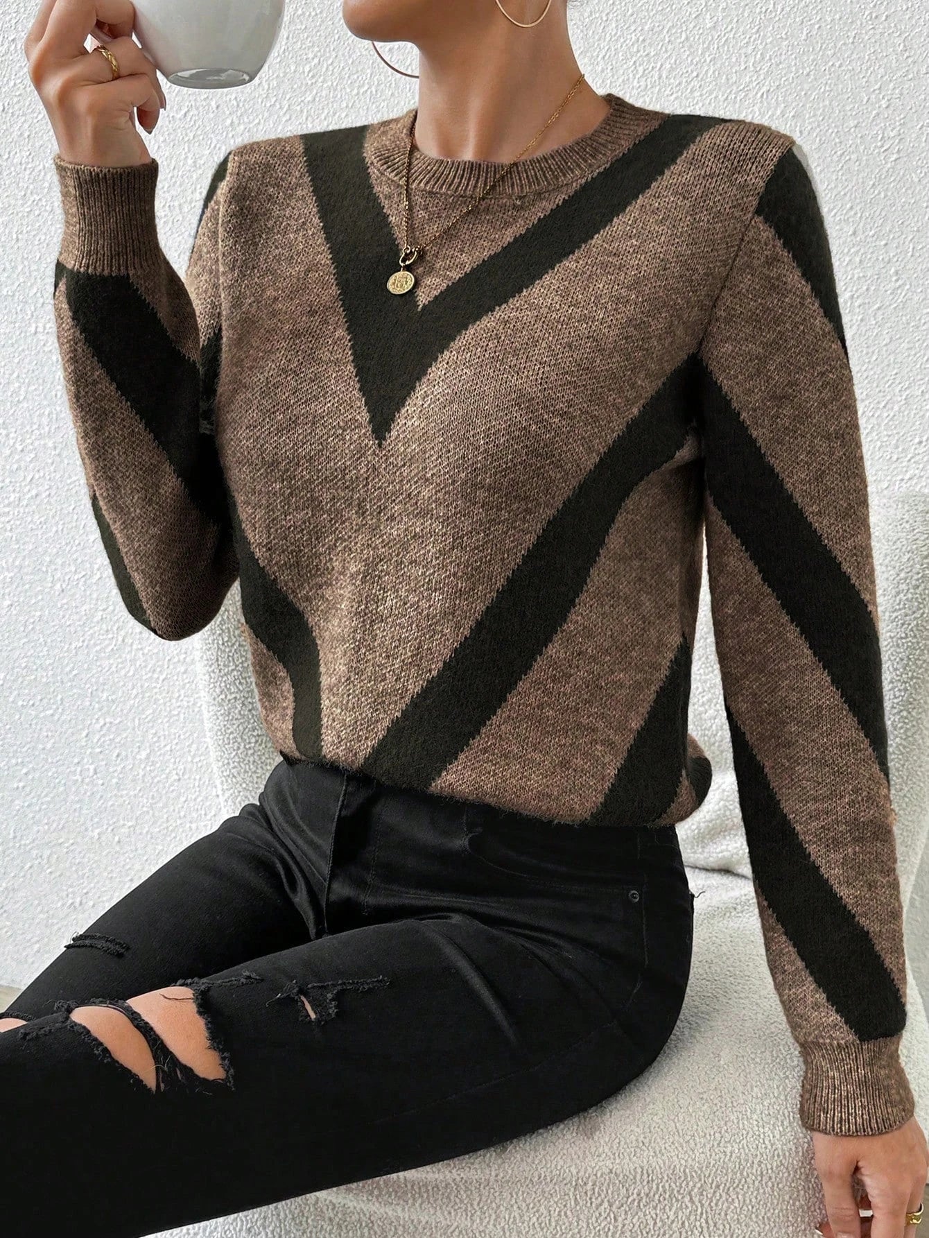 Patrycja | Sweter z dzianiny w zimowy wzór