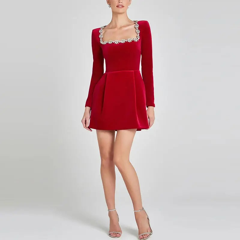 Sabina | Velvet Crystal Dress