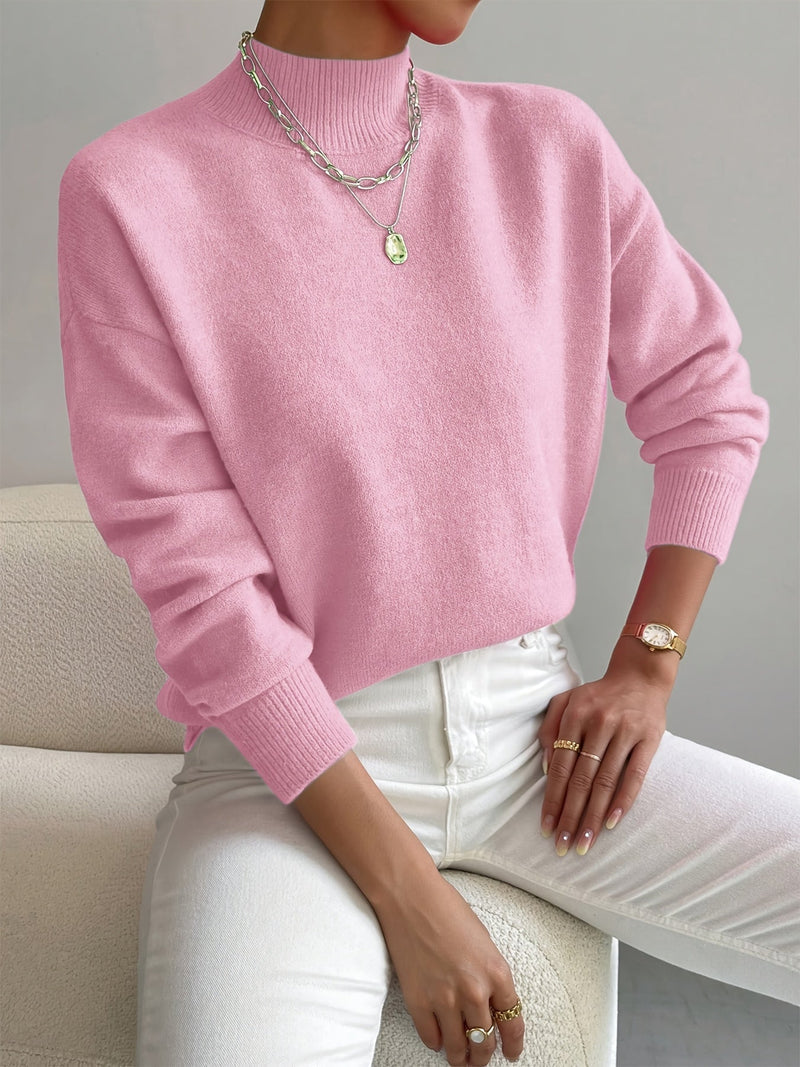 JEANINA | Wygodny Sweter z Wysokim Kołnierzem